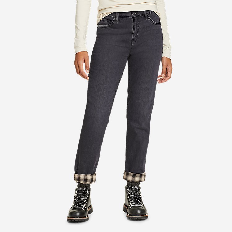 Women's Boyfriend Flannel-Lined Jeans large version