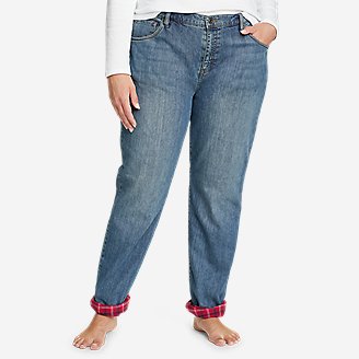 Thumbnail View 1 - Women's Boyfriend Flannel-Lined Jeans