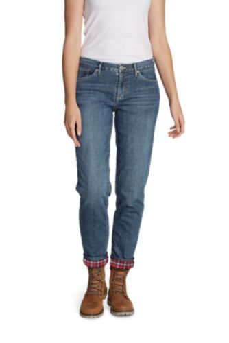 Eddie Bauer Women's Boyfriend Flannel-Lined Jeans, Washed Cinder, 0 :  : Clothing, Shoes & Accessories
