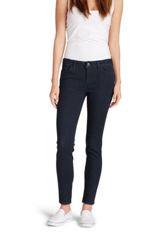 Women's Curvy Mid Rise Skinny Jeans - Blue