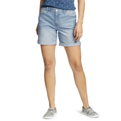 womens denim boyfriend shorts