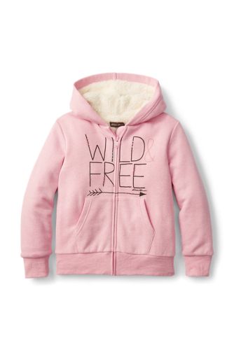 Girls fur store lined hoodie