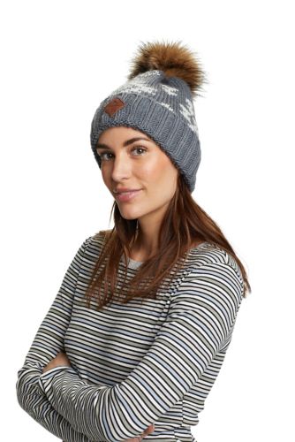 Eddie Bauer Women's Cabin Faux Fur Pom Beanie - White - One Size