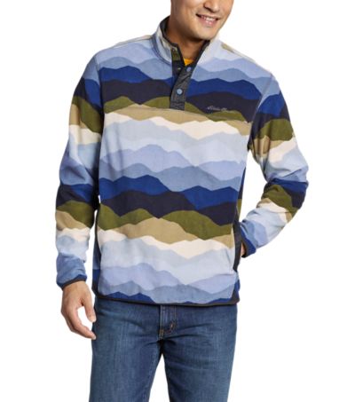 Eddie Bauer Maglione In Pile Uomo Chutes - Con Bottone E Collo Alto - Morbido E Caldo