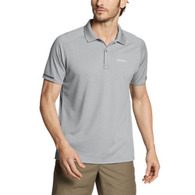 gray polo with khaki pants