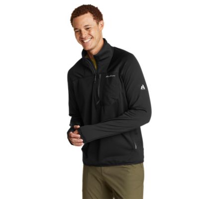 Eddie Bauer Men's High Route Grid Fleece 1/2-Zip Mock, Black