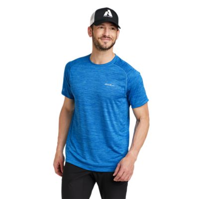 Mens Eddie Bauer Free Dry Short Sleeve Workout Hiking T Shirt L Blue Active  Fit