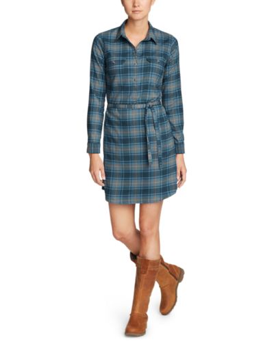 Womens Eddie Bauer Expedition Flex Performance Flannel Shirt Dress
