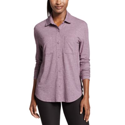 Women's Mercer Knit Easy Buttondown Shirt Eddie Bauer