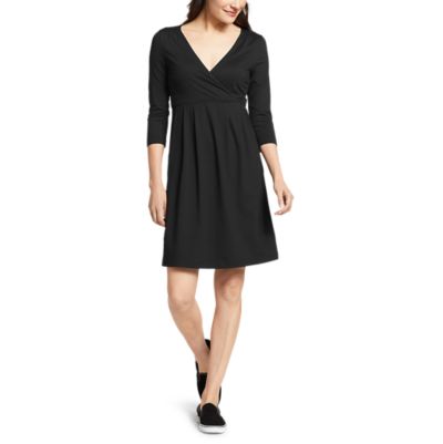 Women s Aster 3 4 Sleeve Crossover Dress with Pockets Solid