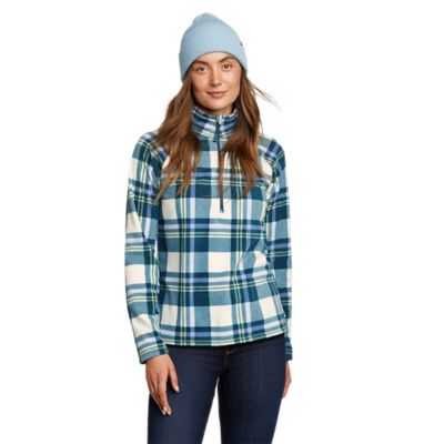 Eddie Bauer Womens Quest 1/4 Zip Fleece - Printed (Blue