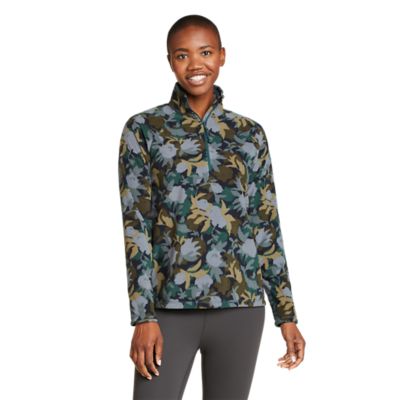 Eddie Bauer Womens Quest 1/4 Zip Fleece - Printed (Blue