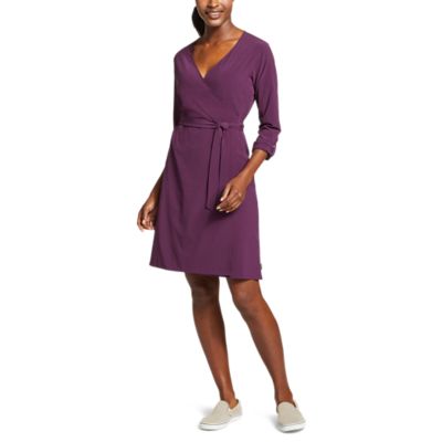 purple wrap dress long sleeve