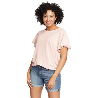 Image of Women's Gate Check Flutter-Sleeve T-Shirt