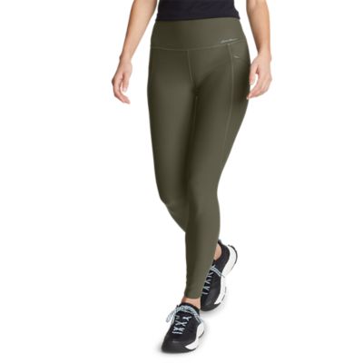 Eddie Bauer Ladies' Trail Tight Leggings with Zip Pockets, Green Heather  Large