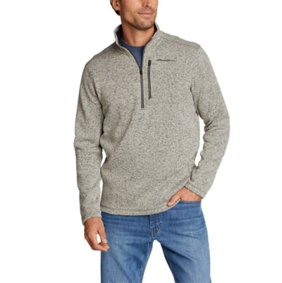 Eddie Bauer Men's Gray Radiator Fleece Quarter-Zip Pullover Jacket