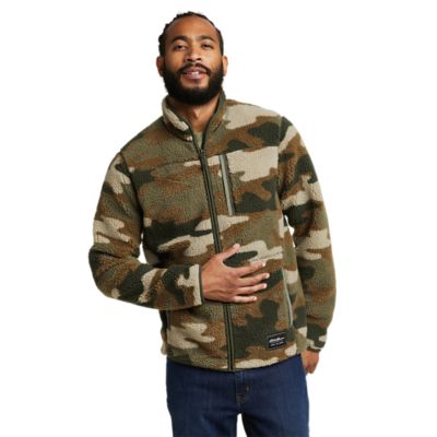 Image of Men's Chilali Faux Shearling Full-Zip Mock Neck - Camo