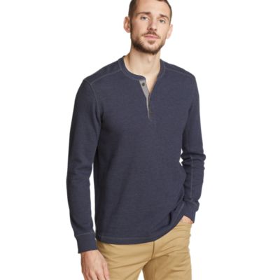 Club Room Men's Navy Thermal Henley Shirt - Navy - 3XL