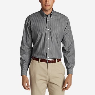 Thumbnail View 1 - Men's Wrinkle-Free Pinpoint Oxford Classic Fit Long-Sleeve Shirt - Seasonal Pattern