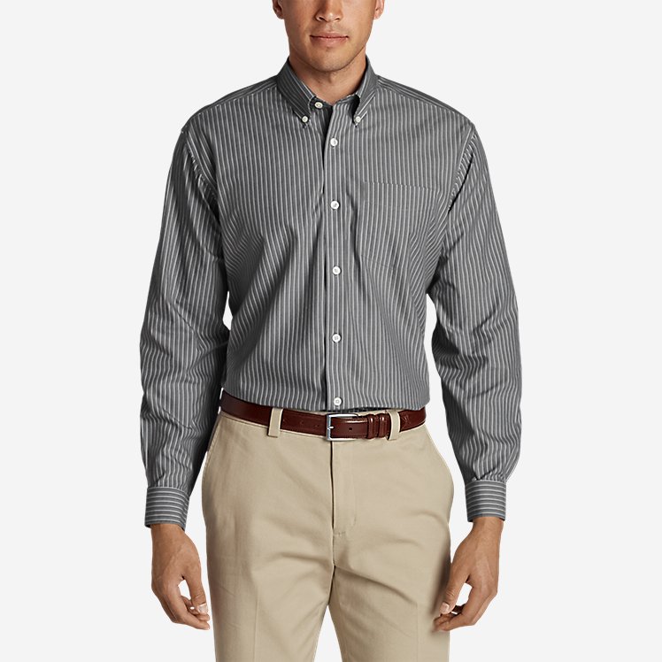 Men's Wrinkle-Free Pinpoint Oxford Classic Fit Long-Sleeve Shirt - Seasonal Pattern large version