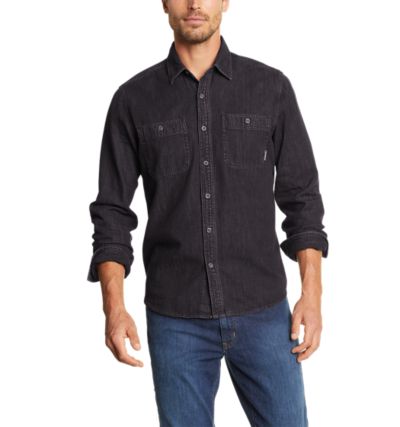 Men's Denim Long-sleeve Shirt - Solid | Eddie Bauer