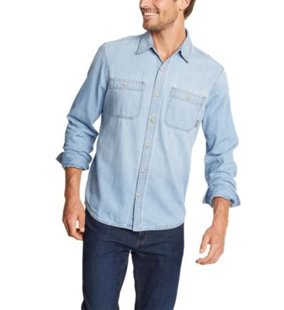 Men's Denim Long-sleeve Shirt - Solid | Eddie Bauer