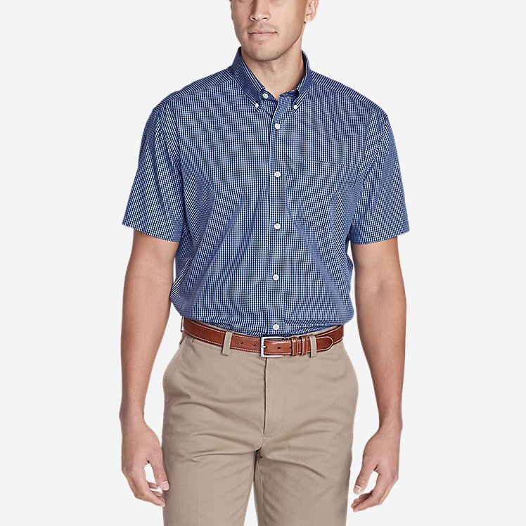 Men's Wrinkle-free Relaxed Fit Short-sleeve Pinpoint Oxford Shirt ...