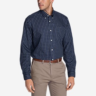 Thumbnail View 1 - Men's Wrinkle-Free Relaxed Fit Pinpoint Oxford Shirt - Blues
