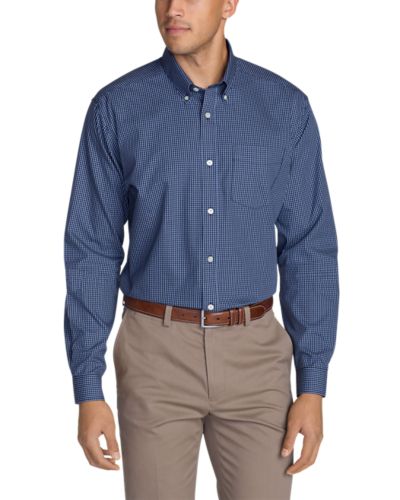 Men's Wrinkle-free Relaxed Fit Pinpoint Oxford Shirt - Blues | Eddie Bauer