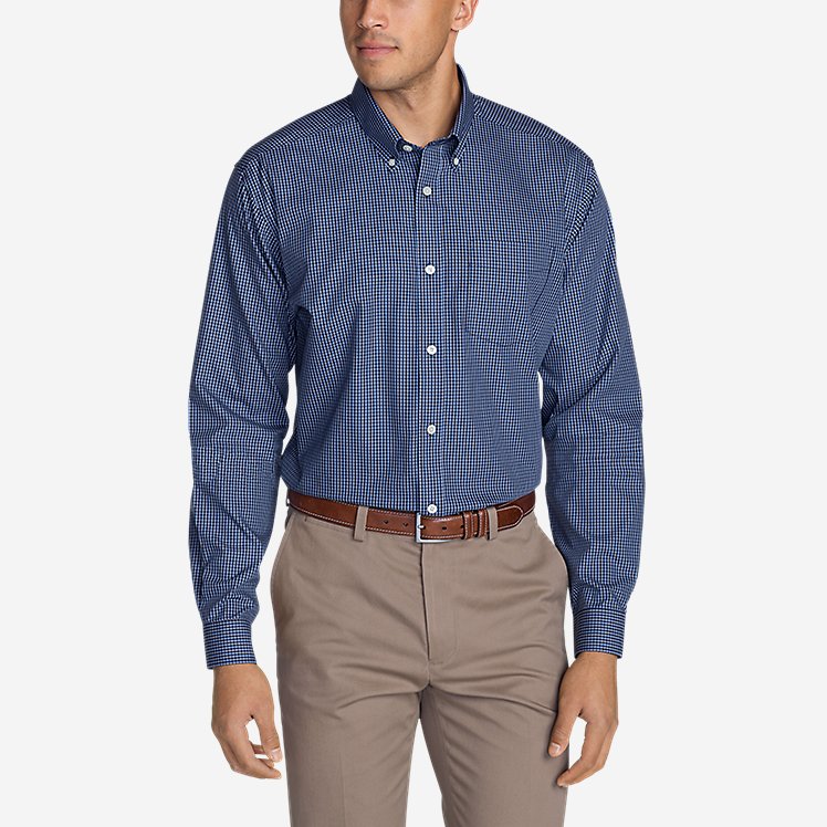 Men's Wrinkle-Free Relaxed Fit Pinpoint Oxford Shirt - Blues large version