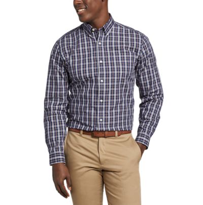 Men's Wrinkle-free Classic Fit Pinpoint Oxford Shirt - Blues | Eddie Bauer