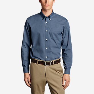 Thumbnail View 1 - Men's Wrinkle-Free Classic Fit Pinpoint Oxford Shirt - Blues