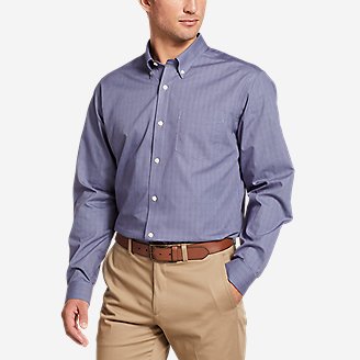 Men's Wrinkle-free Pinpoint Oxford Relaxed Fit Long-sleeve Shirt 