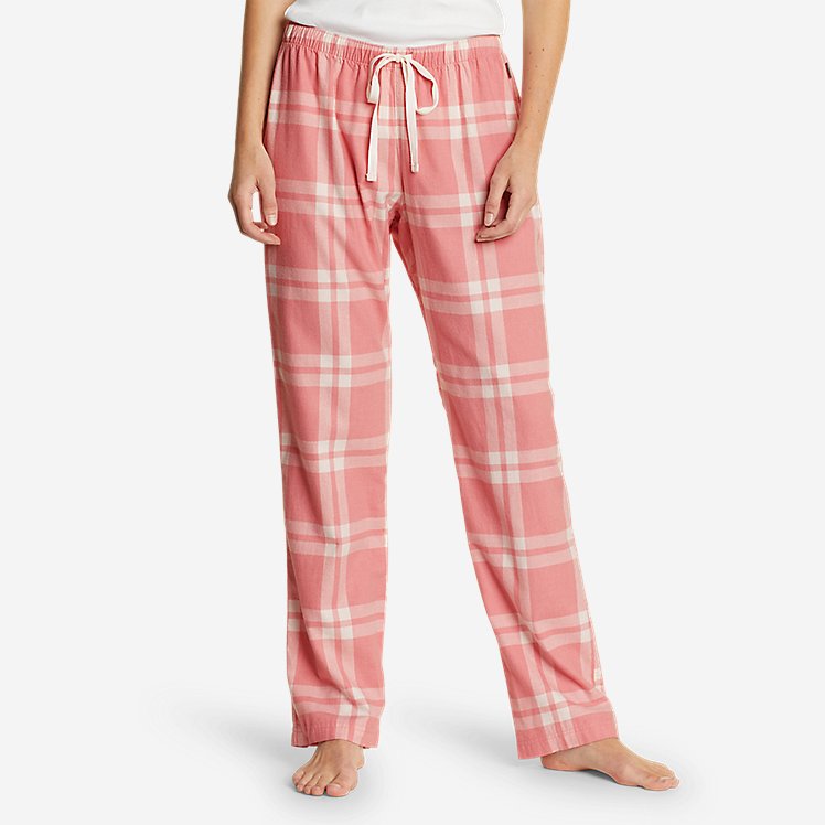 New Womens Eddie Bauer 2 Piece Pajamas Set PJs Comfy Gift Pink Plaid 
