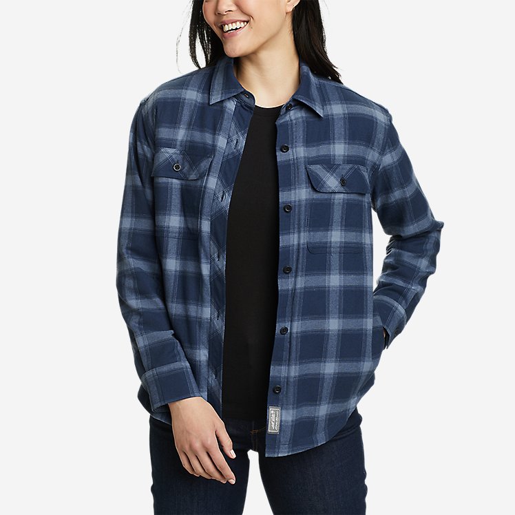 Women's Faux Shearling-Lined Flannel Shirt Jacket