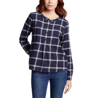 Women's Field Flannel Shirttail Hem Pullover Shirt Eddie Bauer Outlet