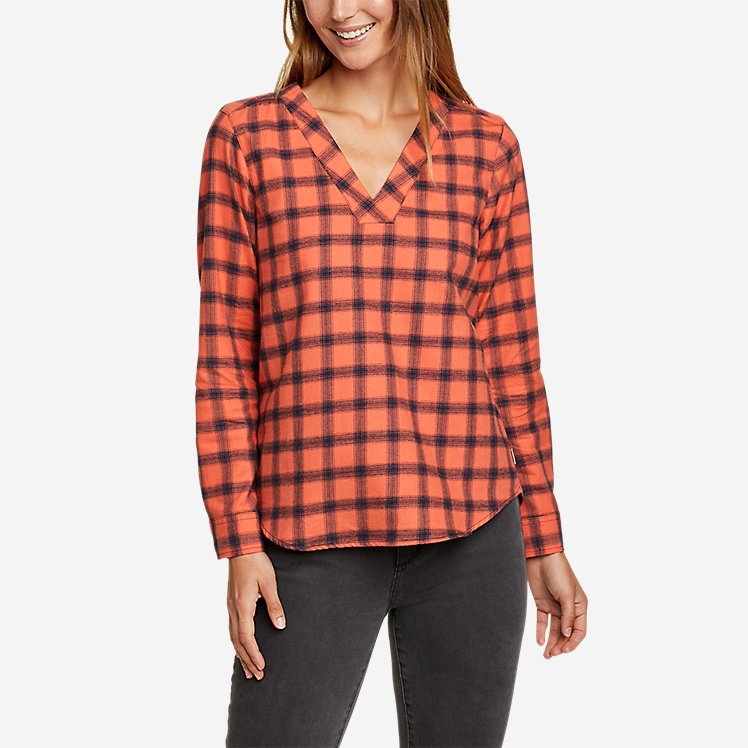 Women's Field Flannel V-Neck Popover Shirt large version
