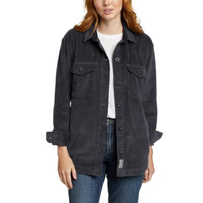 Women's Solid Cord Shirt Jacket