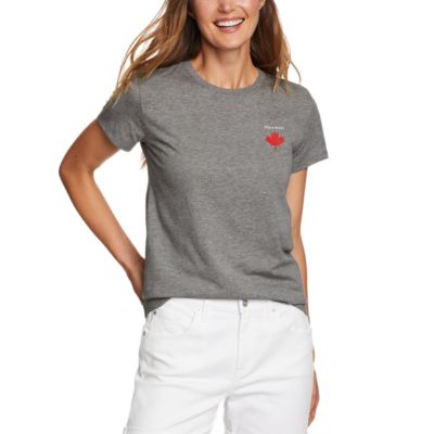 Image of Women's Graphic T-Shirt - Live Your Adventure Maple Leaf