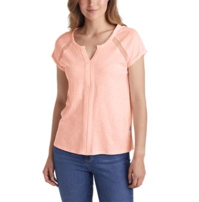 Image of Women's Concourse Mesh Notch-Neck T-Shirt