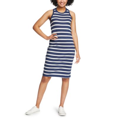 Sleeveless Dress - Blue/Stripe - Ladies