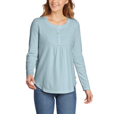 Women's Thermal Long-Sleeve Crochet Henley