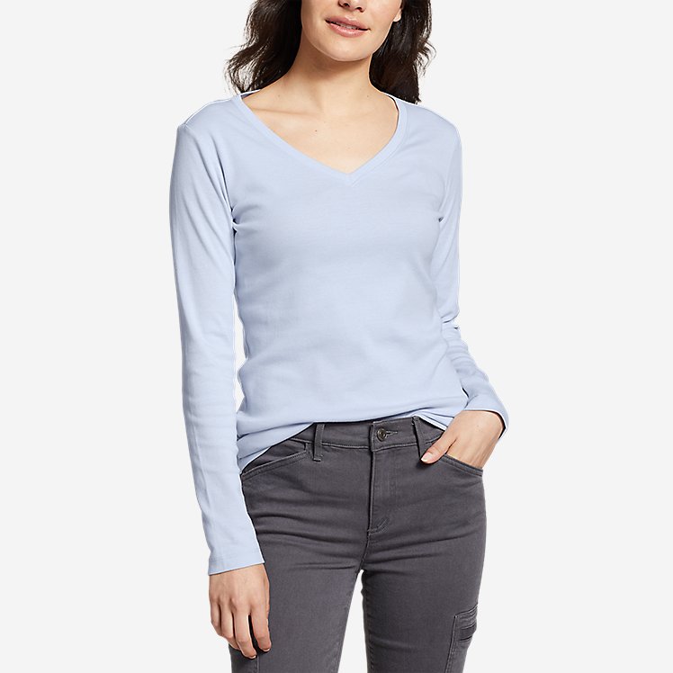 Women's Favorite Long-Sleeve Easy V-Neck T-Shirt - Solid large version