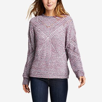 Thumbnail View 1 - Women's Pullover Crewneck Shaker-Knit Sweater