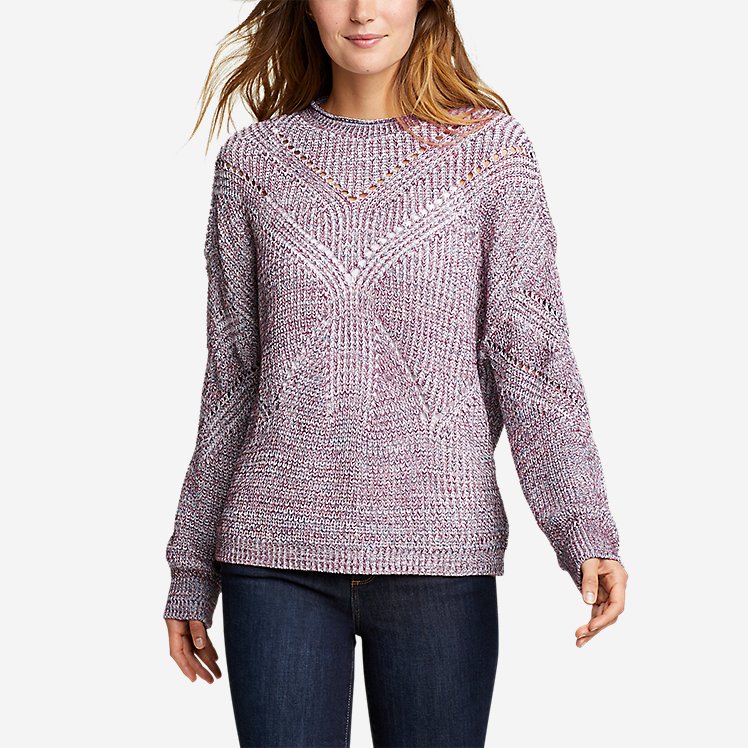 Women's Pullover Crewneck Shaker-Knit Sweater large version