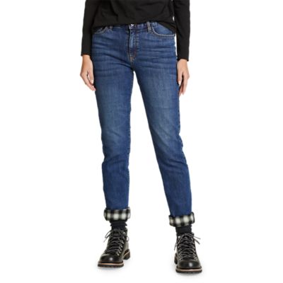 Flannel lined cheap skinny jeans womens