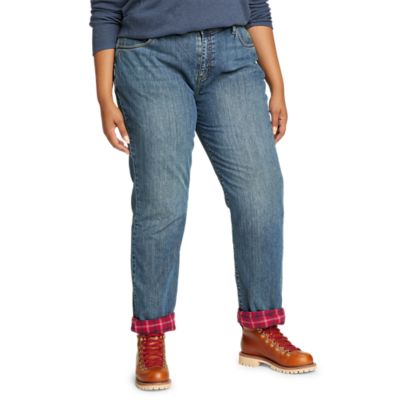 Eddie Bauer Womens Boyfriend Flannel-Lined Jeans